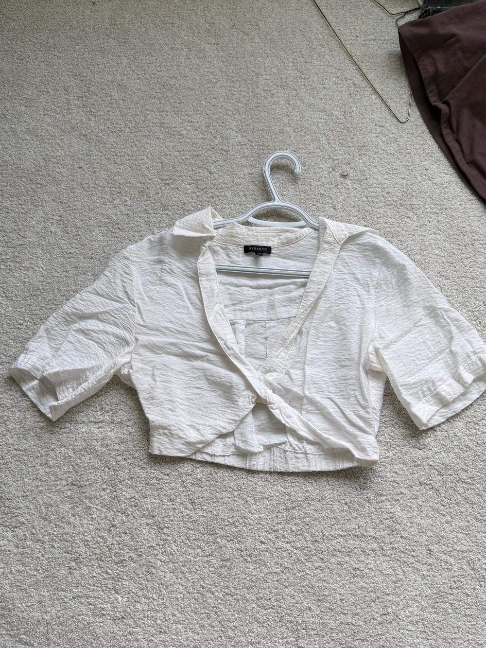 Aritzia Cream Cropped Wrap Blouse